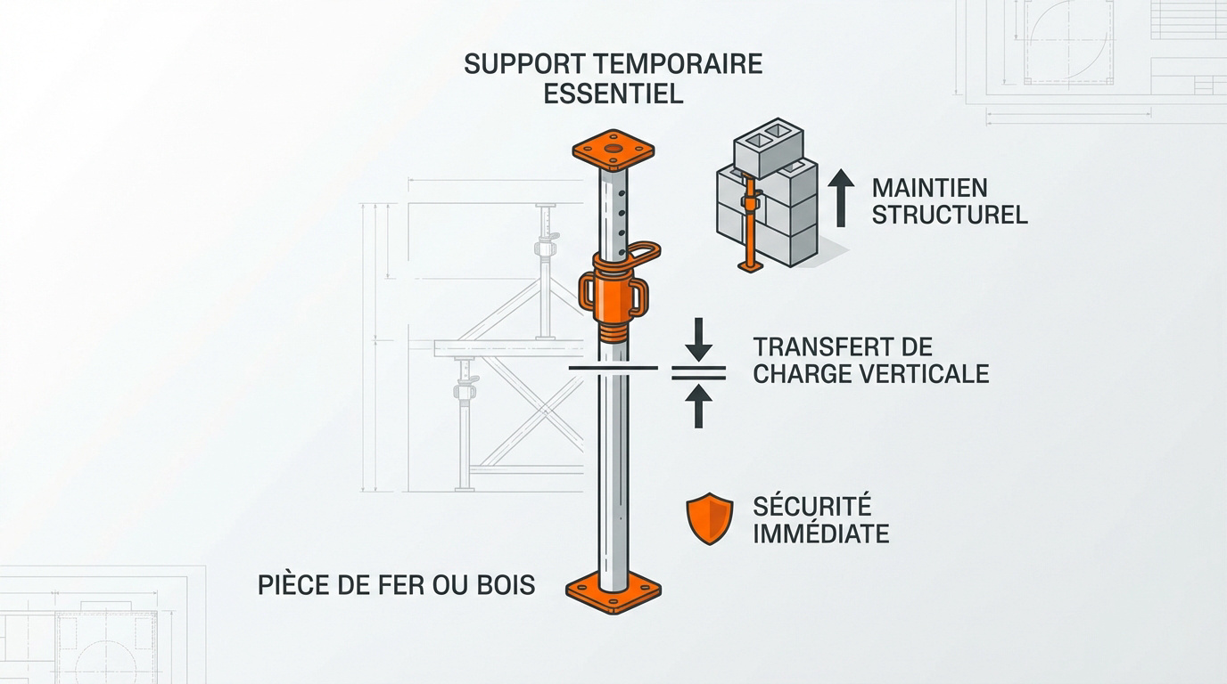 Etai de chantier métallique télescopique pour support de dalle